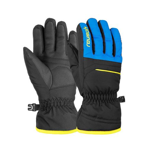 gants ski reusch alan junior black brillant blue / safety yellow