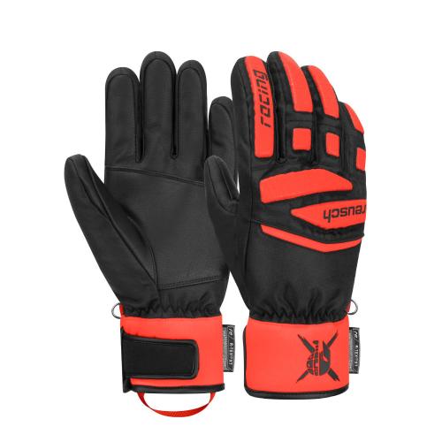gants ski reusch worldcup warrior prime r-tex xt junior black / fluo red
