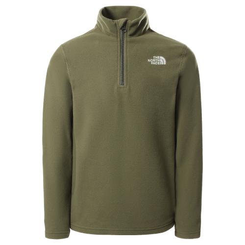 polaire the north face junior GLACIER 1/4 ZIP (RECYCLED) BURNT OLIVE GREEN